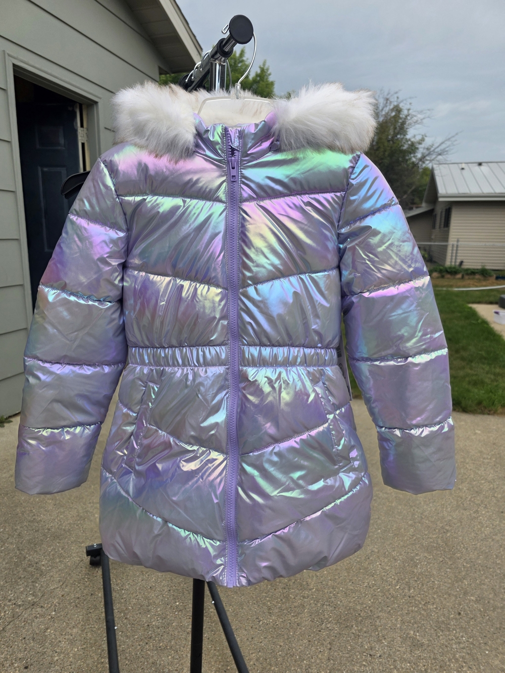 Members Mark  Iridescent Puff Coat Little Girls 5/6